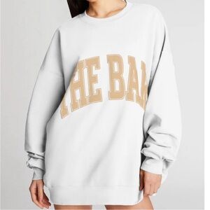 The Bar varsity sweatshirt white with tan lettering
